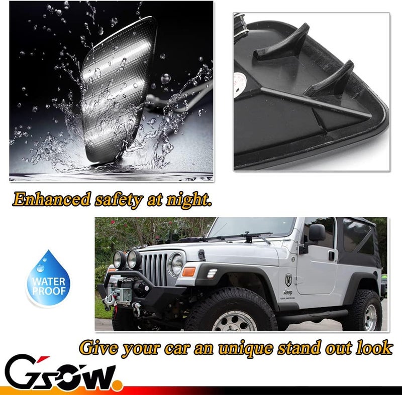 GSOWO 2 PCS White LED Side Marker Light for J-e-e-p Wrangler TJ 1997-2006, Smoked Lens Front Turn Signal Indicator, Left/Right Side Fender Sidemarker Lamps - Image 3